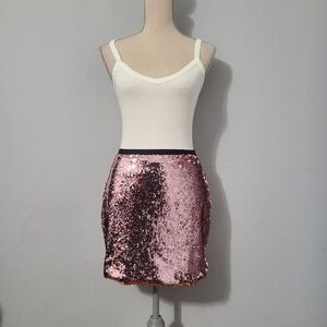 Topshop Women's Dazzling Sequin Embellished Mini‎ Skirt Light Pink NWT Size 6